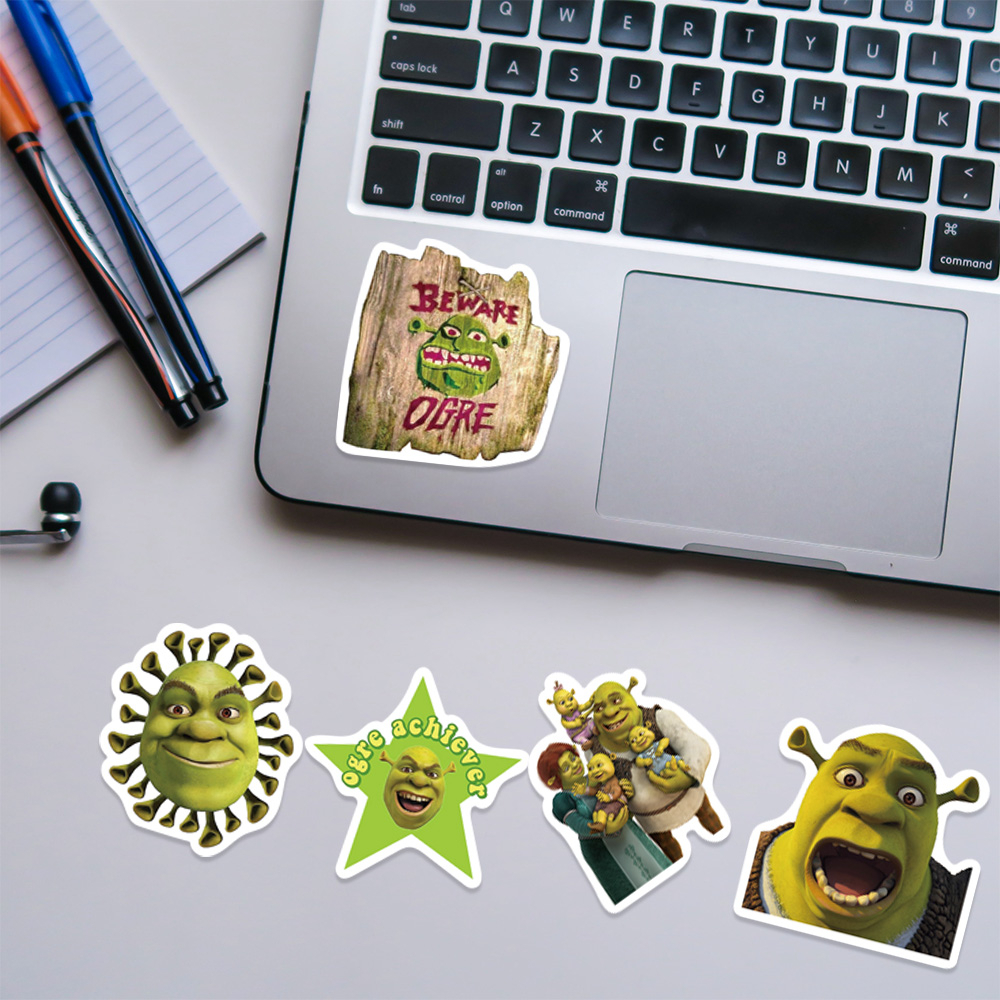 Bộ 50 Miếng Dán Họa Tiết Hoạt Hình Quái Vật Shrek Graffiti Chống Thấm Nước Trang Trí Vali / Laptop