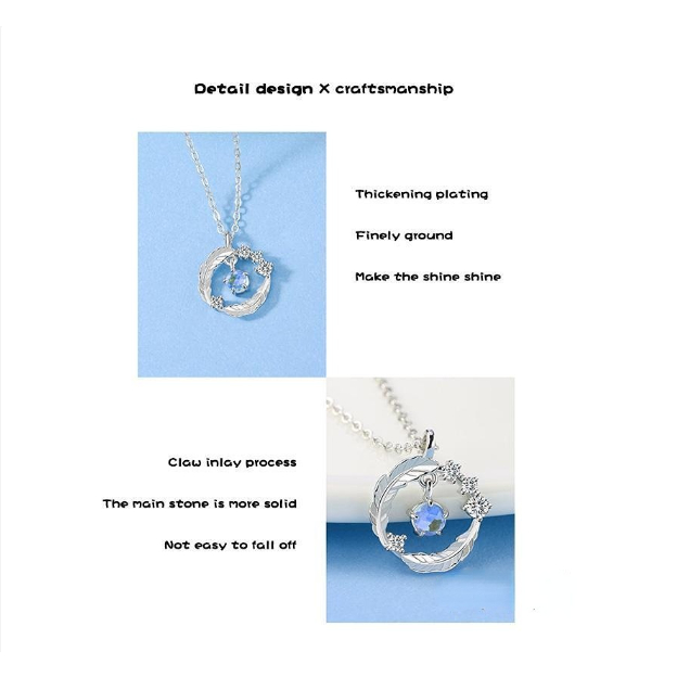 Vòng cổ Bạc Mặt Hình Lông Vũ Thanh Lịch Không Rỉ Sét Làm Quà Tặng Sinh Nhật Cho Bạn Gái