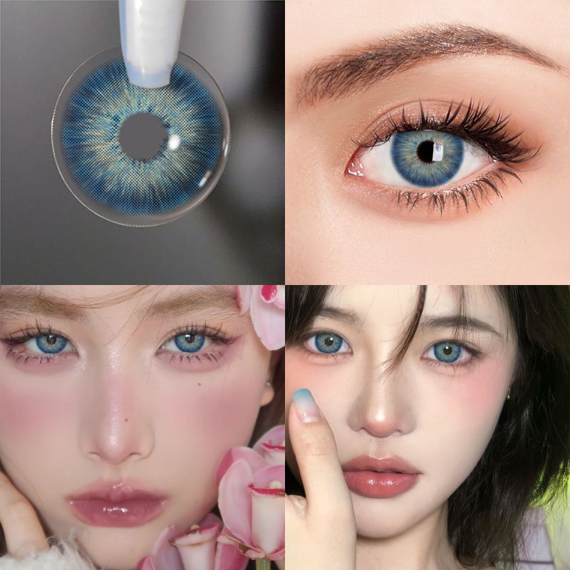 Bộ 2 Kính Áp Tròng Màu Xanh Dương 14.2mm 0.00--8.00