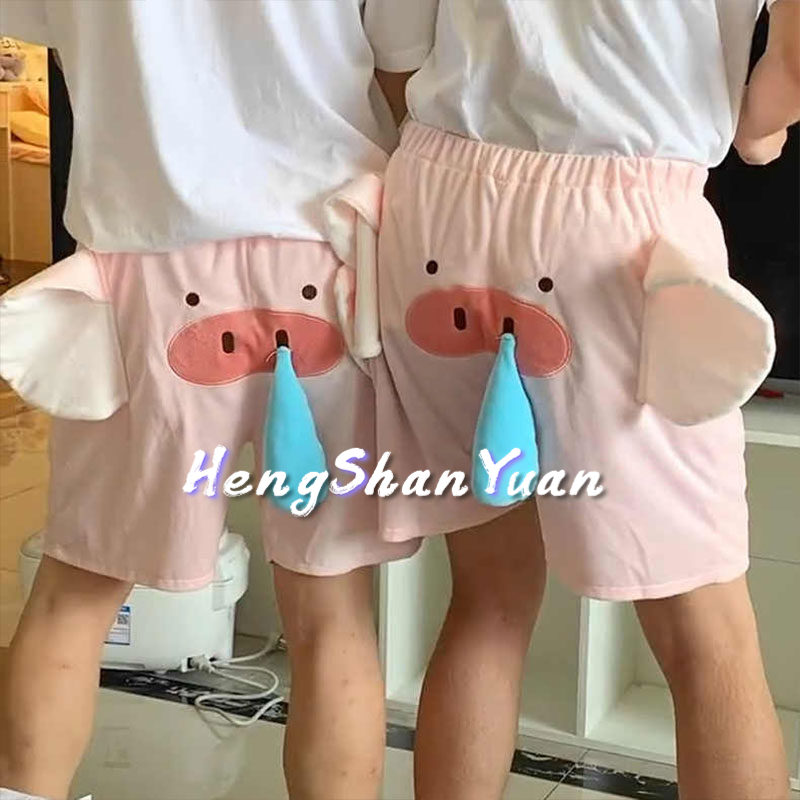 Quần Short Ngủ In Hình Chú Voi Dumbo Dễ Thương Cho Cặp Đôi