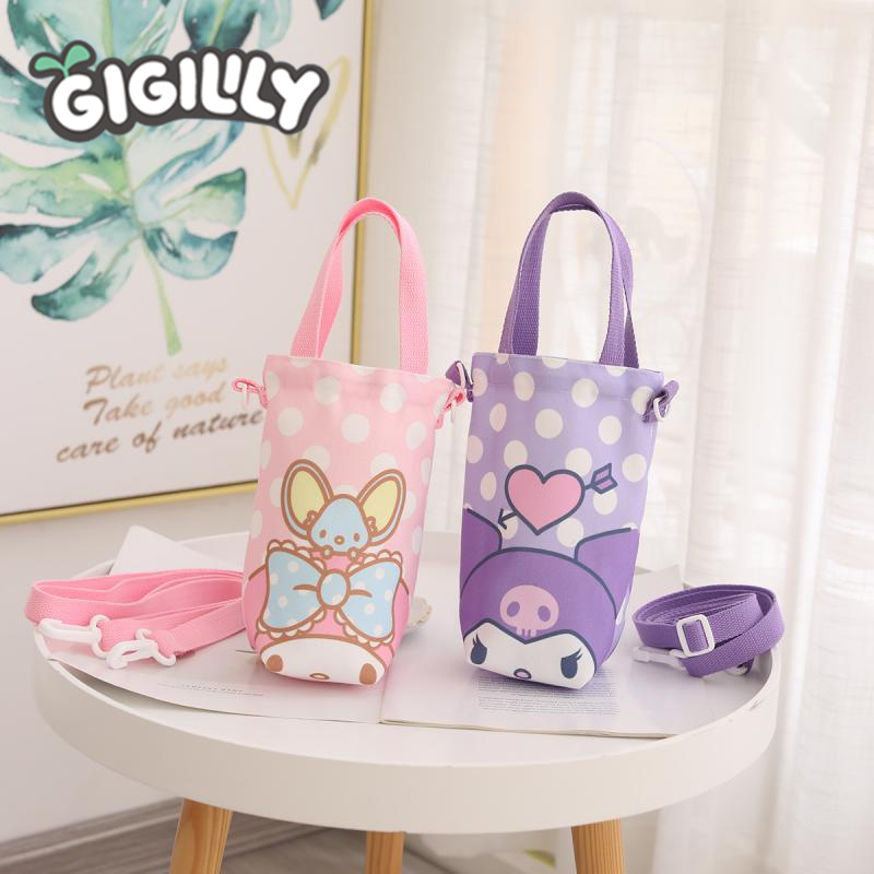 GIGILILY Bộ Bình Nước Giữ Nhiệt Có Nắp Đậy Bảo Vệ In Họa Tiết Hoạt Hình Dễ Thương Cho Bé Gái