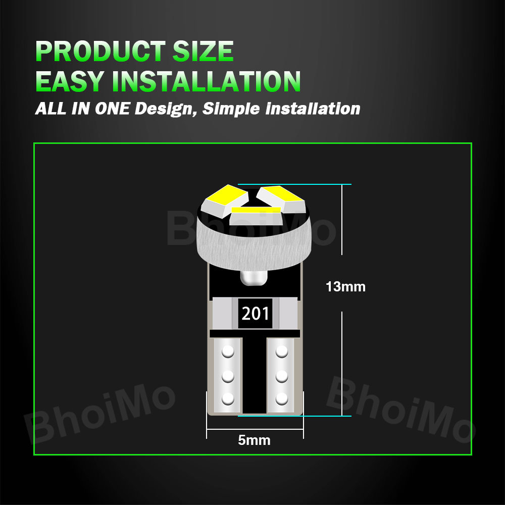 Bóng đèn Led T5 W3W 3smd 3014 Led 17 73 74 2721 Dc12V 6000k cho xe hơi / xe máy
