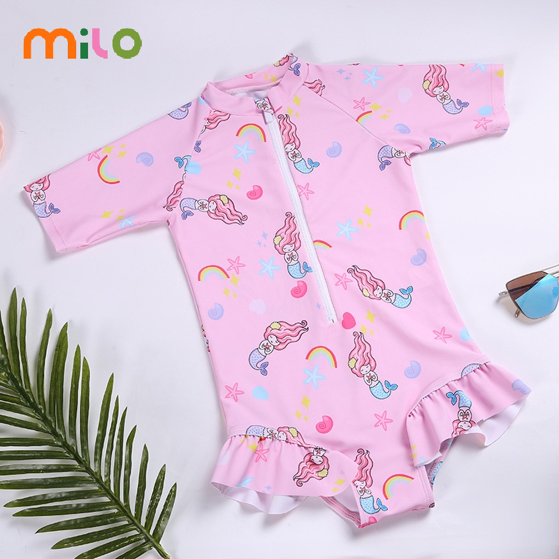 Milo One Bộ Đồ Bơi Liền Thân Ngắn Tay Nhanh Khô In Họa Tiết Hoạt Hình