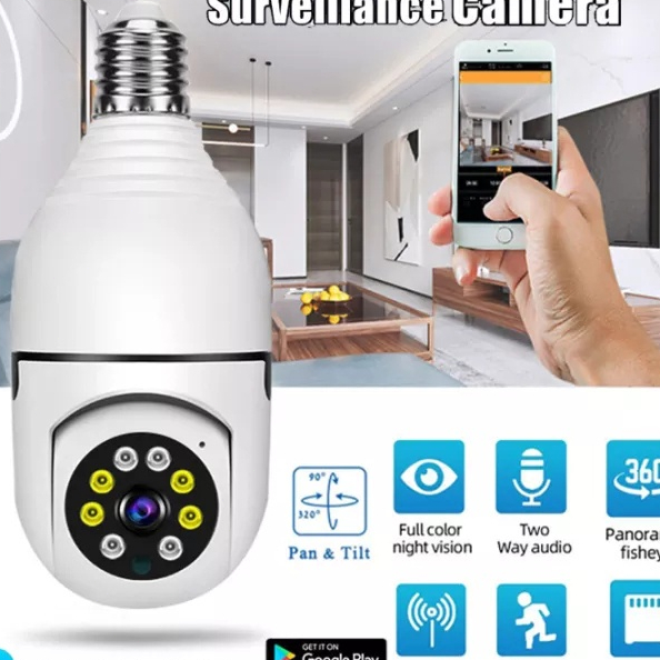 Camera Không Dây Thông Minh HD 1080P Xoay 360 Độ Hình Bóng Đèn