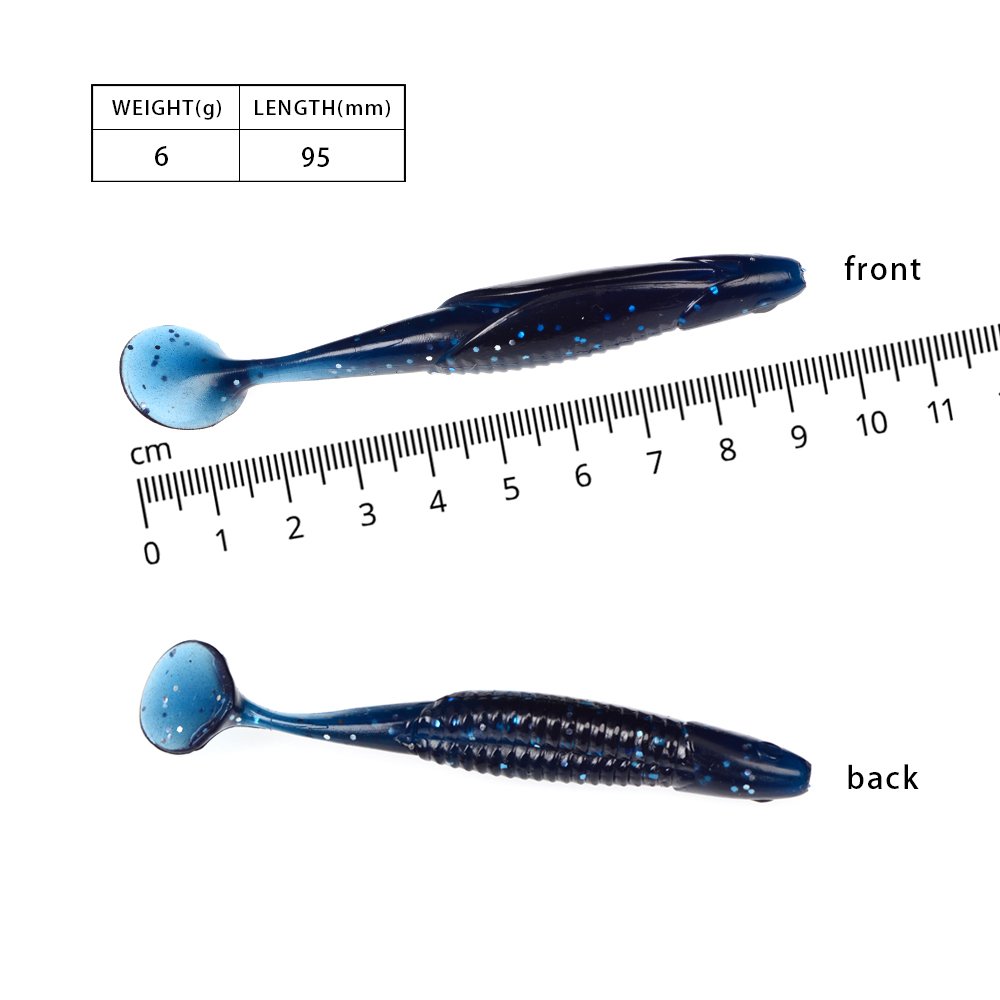 Set 10 Mồi Câu Cá Giả Hình Chữ T Bằng Silicon Mềm 8 Màu 95mm 6g