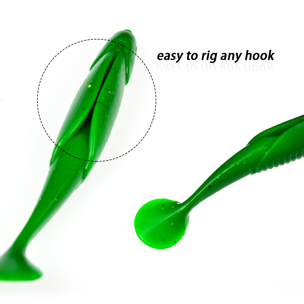 Set 10 Mồi Câu Cá Giả Hình Chữ T Bằng Silicon Mềm 8 Màu 95mm 6g