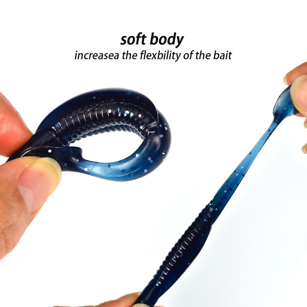 Set 10 Mồi Câu Cá Giả Hình Chữ T Bằng Silicon Mềm 8 Màu 95mm 6g