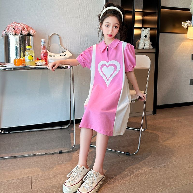 Đầm POLO Tay Ngắn Phong Cách Hàn Quốc Thời Trang Mùa Hè Xinh Xắn Cho Bé Gái 3-14 Tuổi