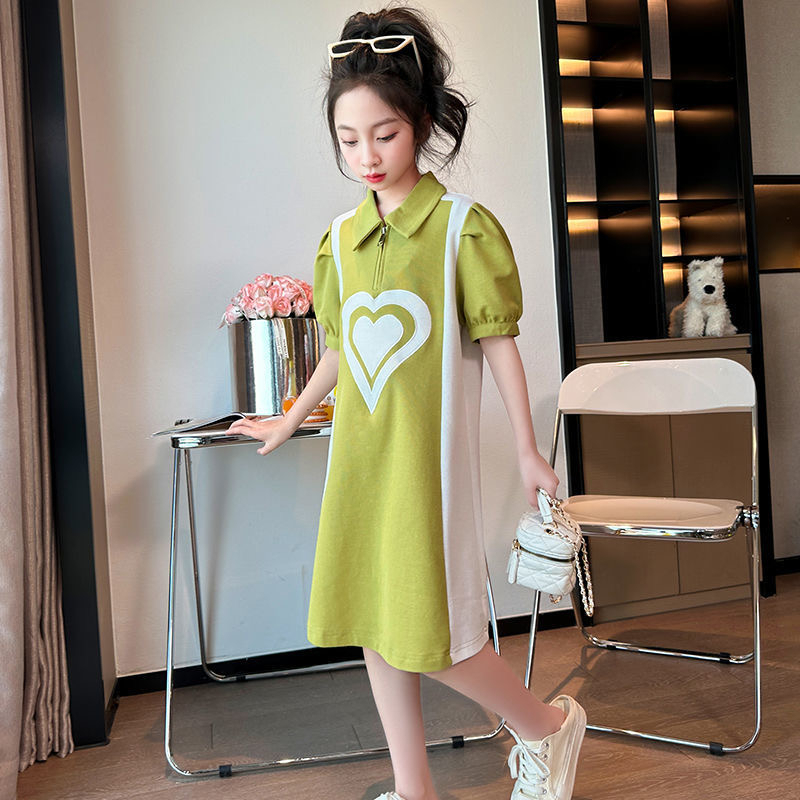 Đầm POLO Tay Ngắn Phong Cách Hàn Quốc Thời Trang Mùa Hè Xinh Xắn Cho Bé Gái 3-14 Tuổi
