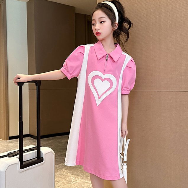 Đầm POLO Tay Ngắn Phong Cách Hàn Quốc Thời Trang Mùa Hè Xinh Xắn Cho Bé Gái 3-14 Tuổi