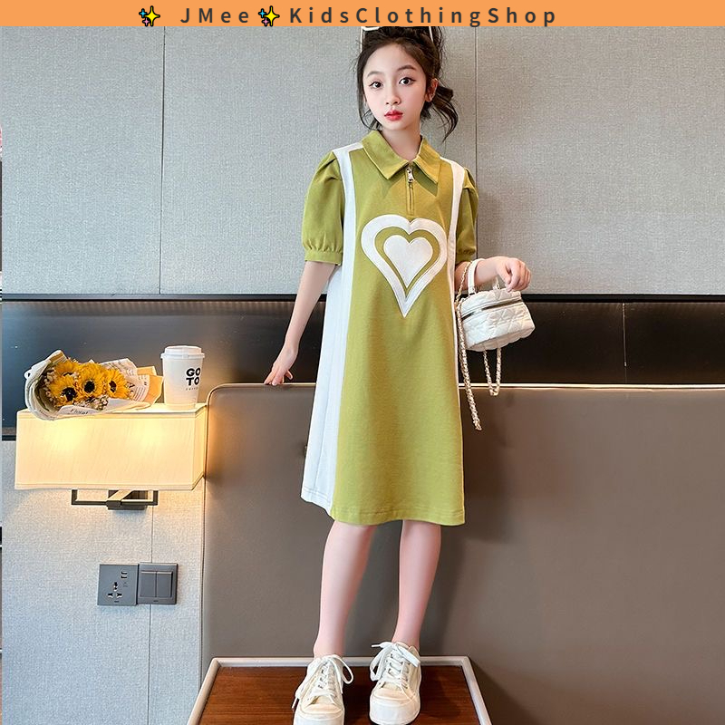 Đầm POLO Tay Ngắn Phong Cách Hàn Quốc Thời Trang Mùa Hè Xinh Xắn Cho Bé Gái 3-14 Tuổi