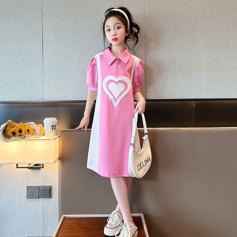 Đầm POLO Tay Ngắn Phong Cách Hàn Quốc Thời Trang Mùa Hè Xinh Xắn Cho Bé Gái 3-14 Tuổi