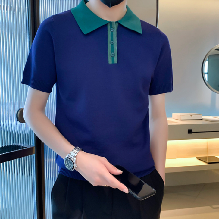 Áo Thun polo Dáng Ngắn Chất Liệu Lụa Lạnh Form Ôm Thời Trang Mùa Hè Cho Nam Size M-4xl