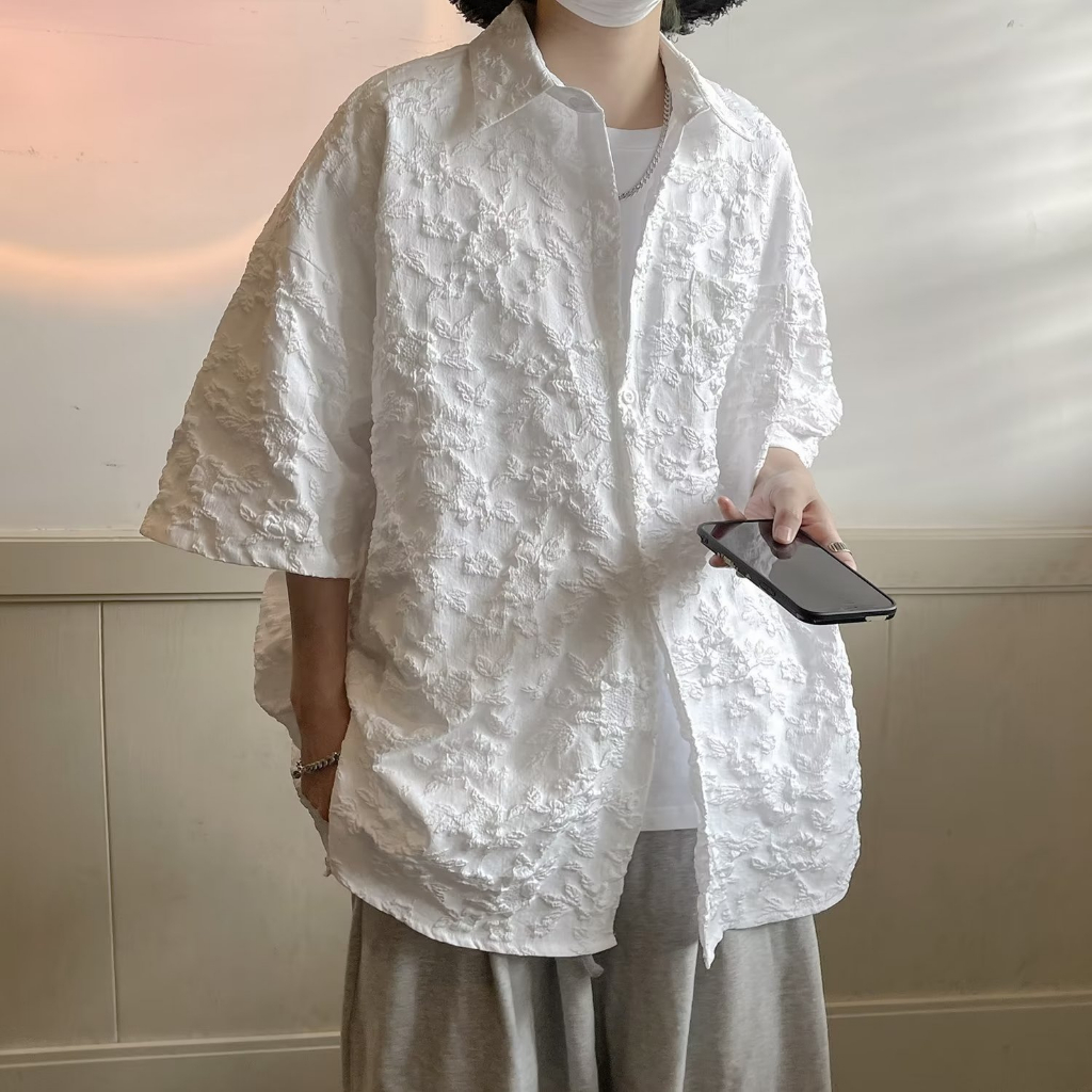 Áo Sơ Mi Tay Ngắn Dáng Rộng Màu Sắc Đơn Giản Phong Cách Hàn Quốc Cho Nam Giớ áo sơ mi nữ form rộng áo sơ mi trắng nam tay ngắn áo sơ mi trắng