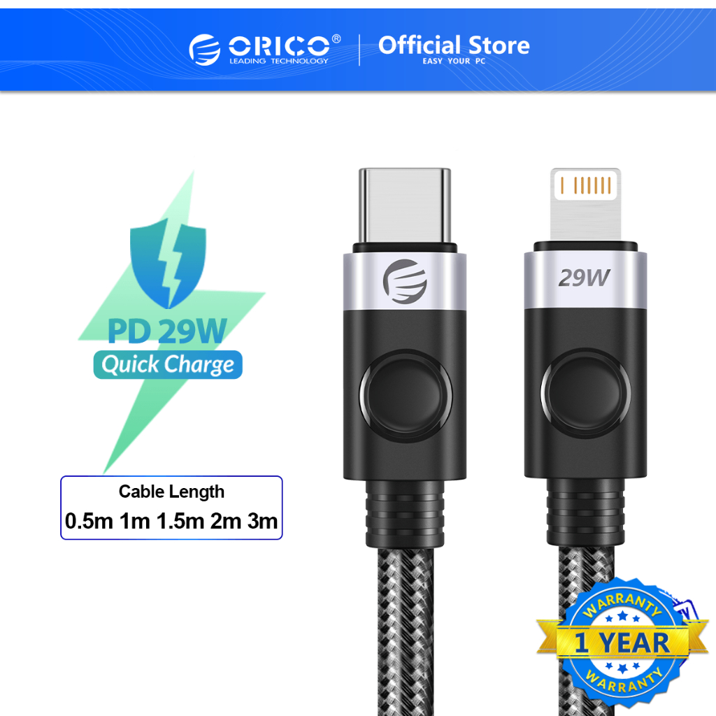 Cáp sạc nhanh ORICO C2L USB C to Lightning PD 29W phù hợp cho smartphone