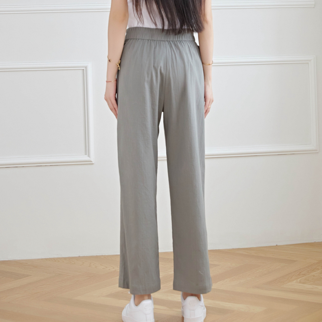 Eyouth 10119 Quần Dài Vải Lanh cotton Lưng Cao Thời Trang Cho Nữ