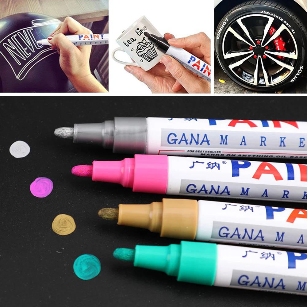 1 cây Bút Sơn Repaint Vẽ Lại đế Giày 12 Màu Chống Nước Ngòi 3.0mm Cho Lốp Xe Hơi Xe Máy