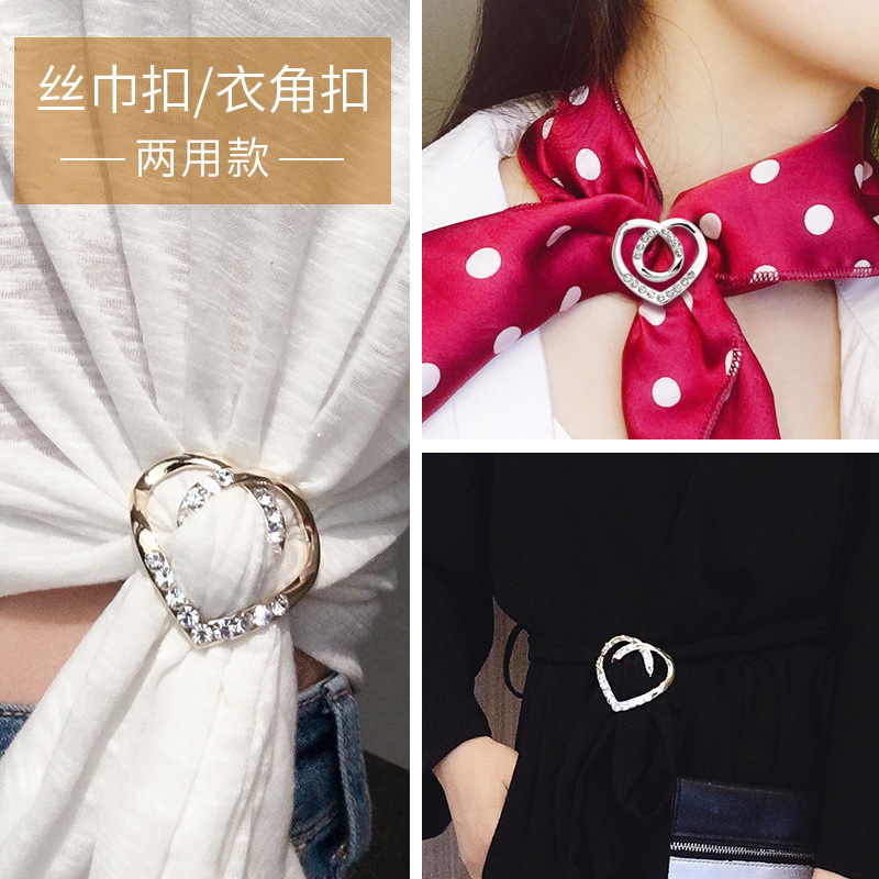 1 Nút Thắt Lưng Hình Tròn / Trái Tim Đính Đá / Ngọc Trai Đa Năng Trang Trí Áo Sơ Mi / Khăn Choàng / Thắ