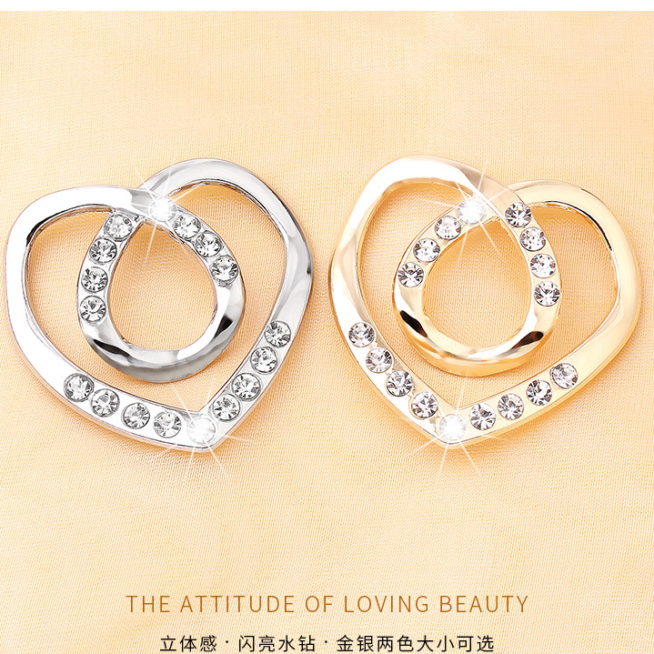 1 Nút Thắt Lưng Hình Tròn / Trái Tim Đính Đá / Ngọc Trai Đa Năng Trang Trí Áo Sơ Mi / Khăn Choàng / Thắ