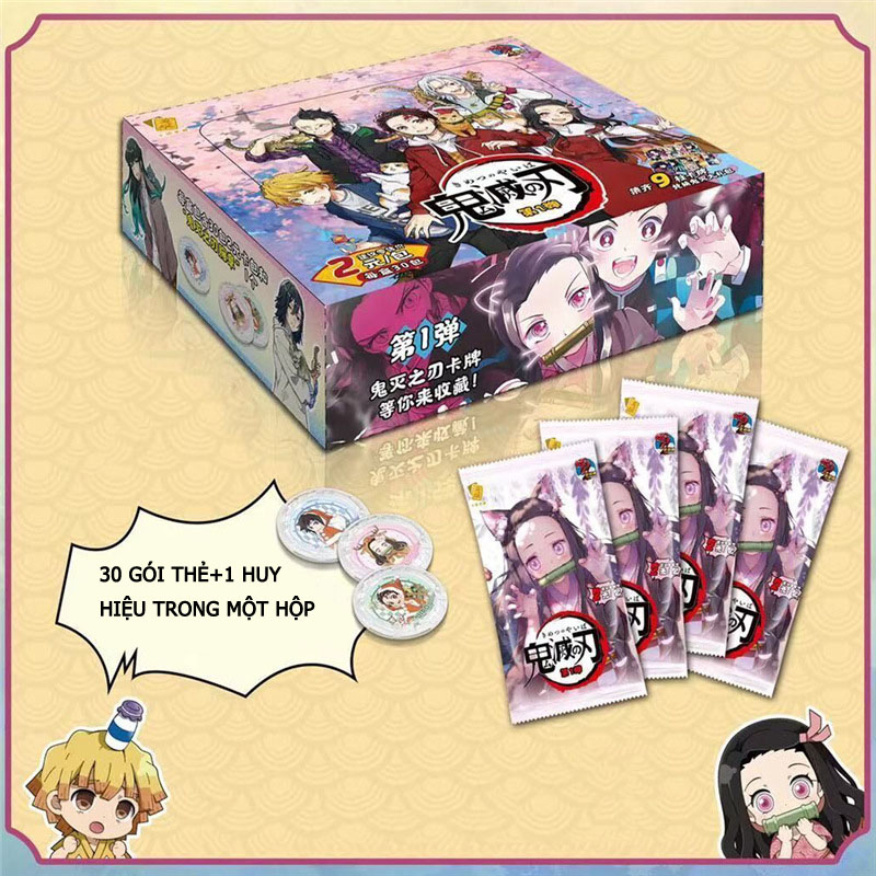 Thẻ Sưu Tập Nhân Vật Thanh gươm diệt quỷ Kimetsu no Yaiba Kamado Tanjirō Nezuko Agatsuma Zenitsu Hashibira Inosuke  Demon Slayer: Kimetsu no Yaiba