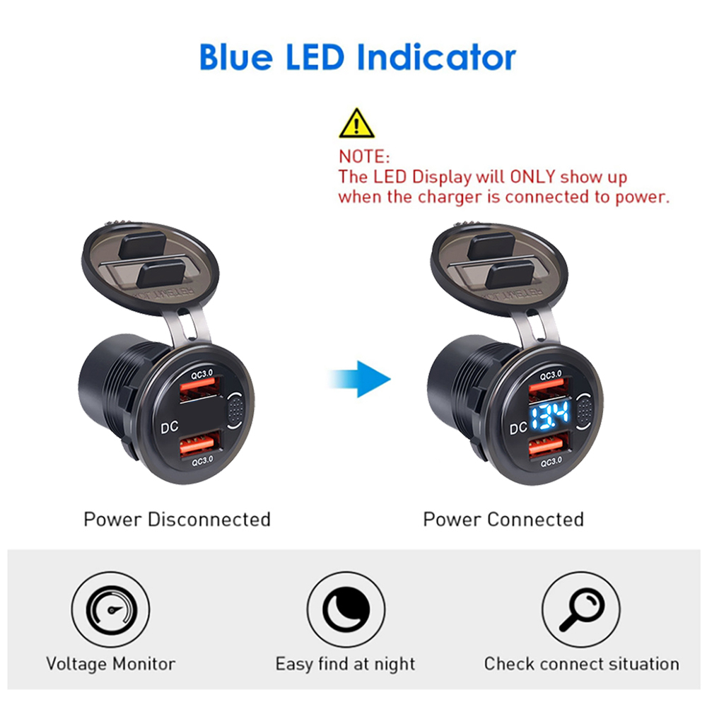 Tẩu Sạc usb 3.0 Có Công Tắc Chống Nước 12v 24v Cho Xe Hơi / Xe Tải / Tàu Thuyền / rv