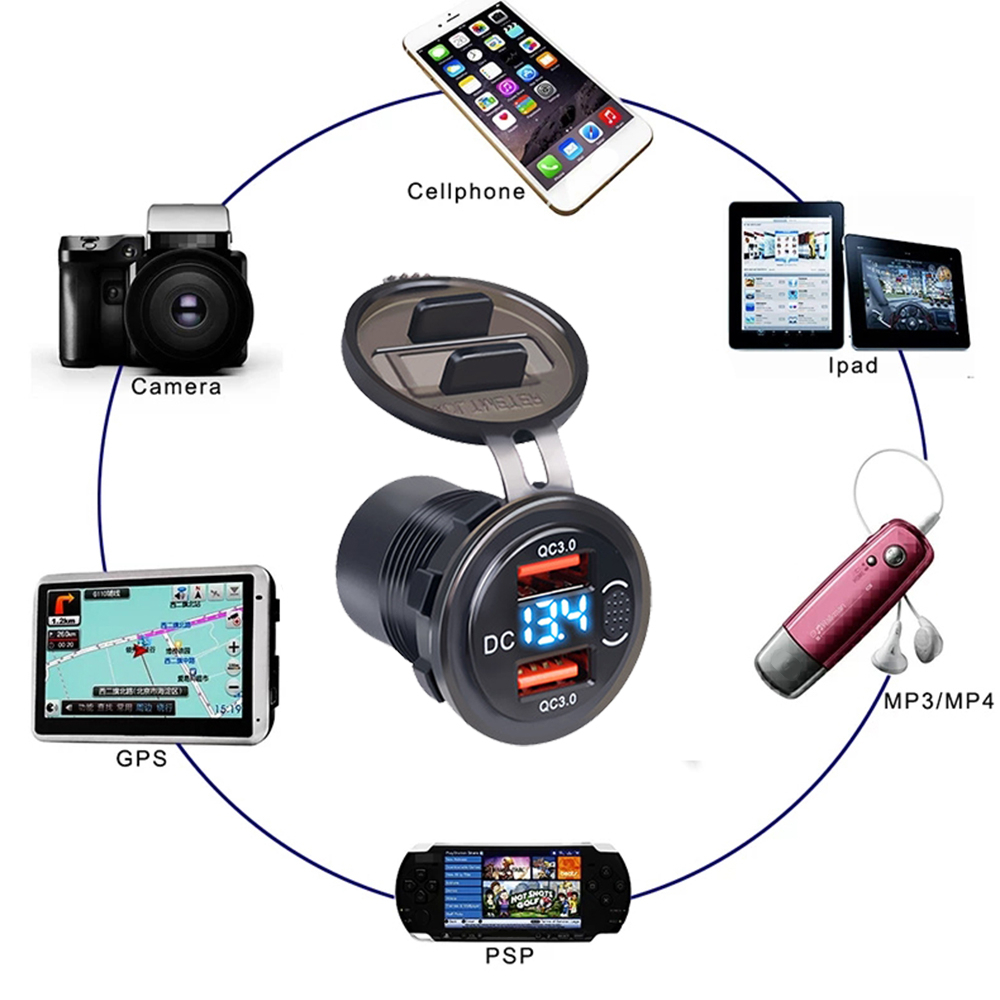 Tẩu Sạc usb 3.0 Có Công Tắc Chống Nước 12v 24v Cho Xe Hơi / Xe Tải / Tàu Thuyền / rv