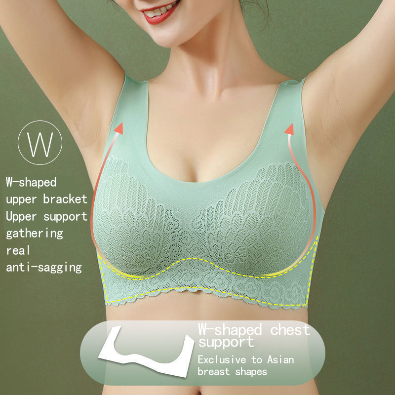 Huoyuan  Áo Ngực Thể Thao Latex Không Đường May Phối Ren Tự Nhiên Rất Thoải Mái