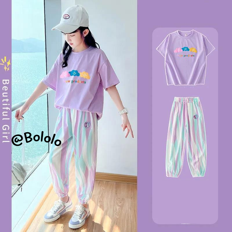 Bololo Set Đồ Thể Thao Tay Ngắn In Họa Tiết Hoạt Hình Phong Cách Hàn Quốc Cho Nữ