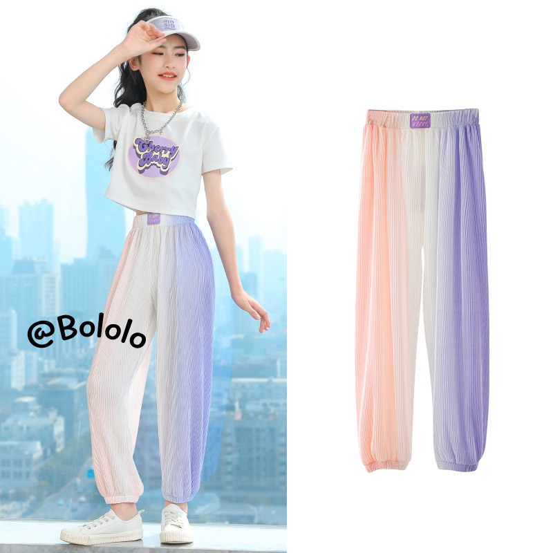 Bololo Quần Thể Thao Chống Muỗi Vải Lụa Mát Mỏng Thời Trang Mới Cho Bé Gái