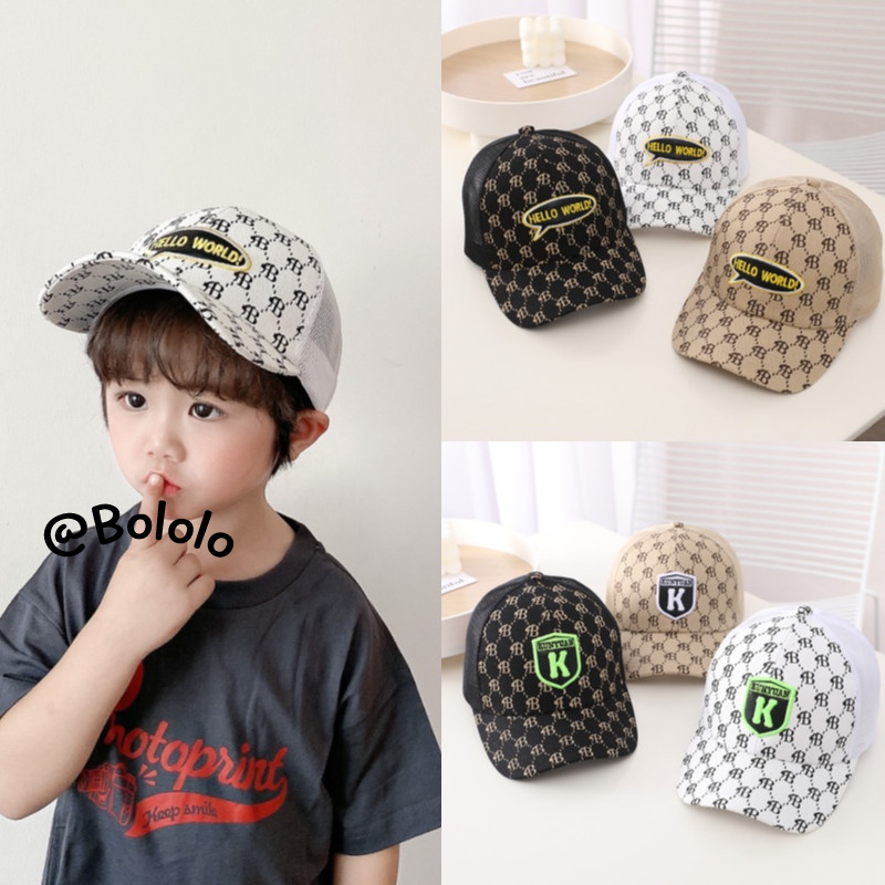 Bololo Mũ Lưỡi Trai Chống Nắng Phối Lưới In Chữ Thời Trang Cho Bé Trai
