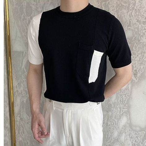 Áo Thun Dệt Kim Tay Ngắn Dáng Rộng Màu Sắc Mùa Hè Phong Cách Hàn Quốc Có Size M-3xl