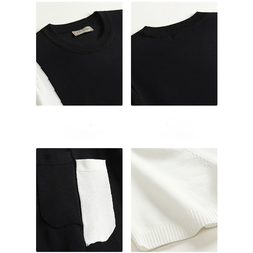 Áo Thun Dệt Kim Tay Ngắn Dáng Rộng Màu Sắc Mùa Hè Phong Cách Hàn Quốc Có Size M-3xl