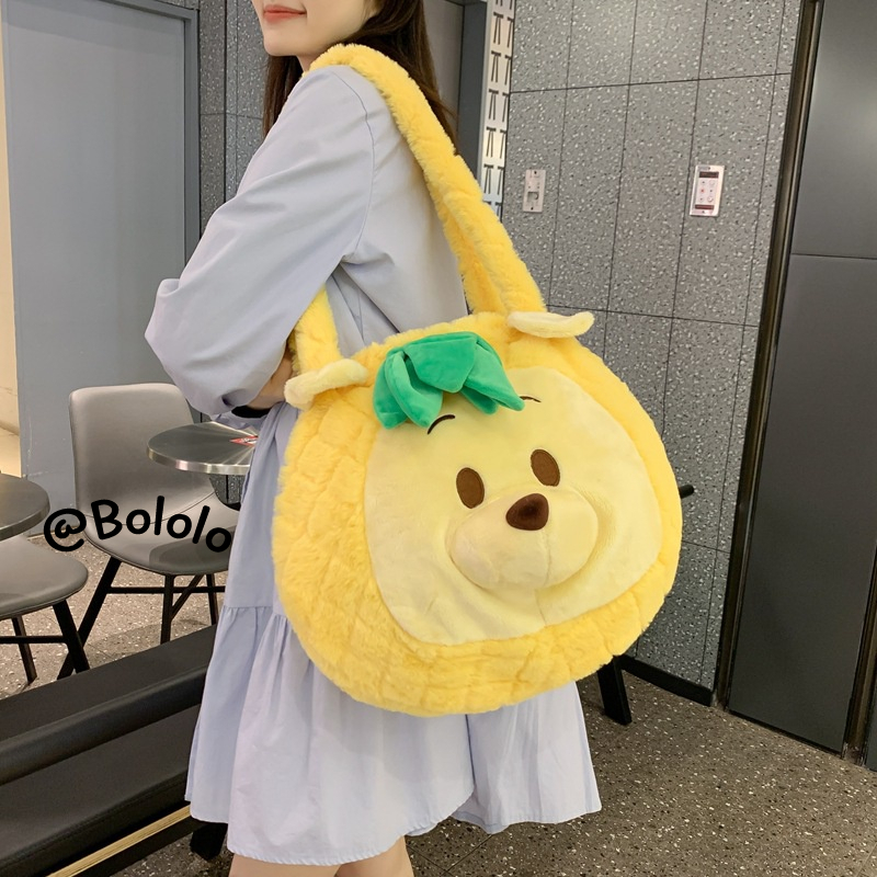 Bololo Túi Đeo Vai Hình Gấu Pooh Nhồi Bông Mềm Cỡ Lớn Dễ Phối Đồ