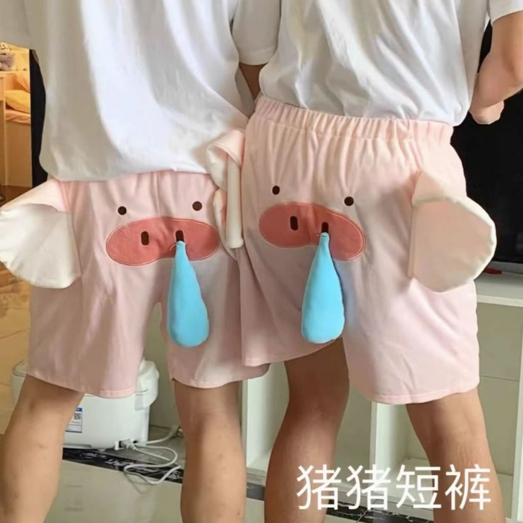 Quần Short Ngủ In Hình Chú Voi Dumbo Dễ Thương Cho Cặp Đôi