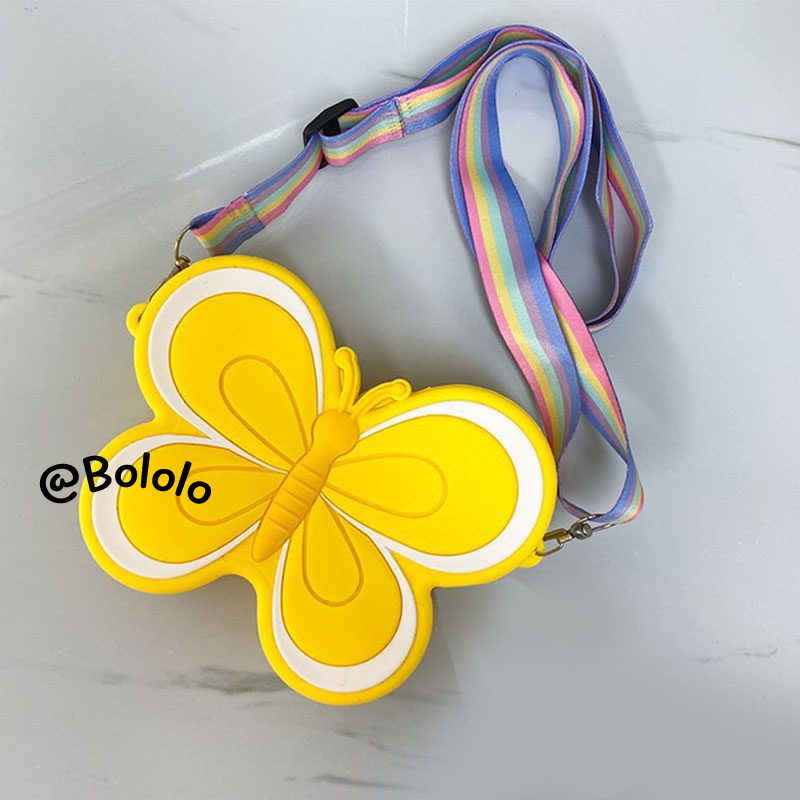 Bololo Túi Đeo Chéo Bằng Silicon Hình Bướm Dễ Thương Cho Bé Gái