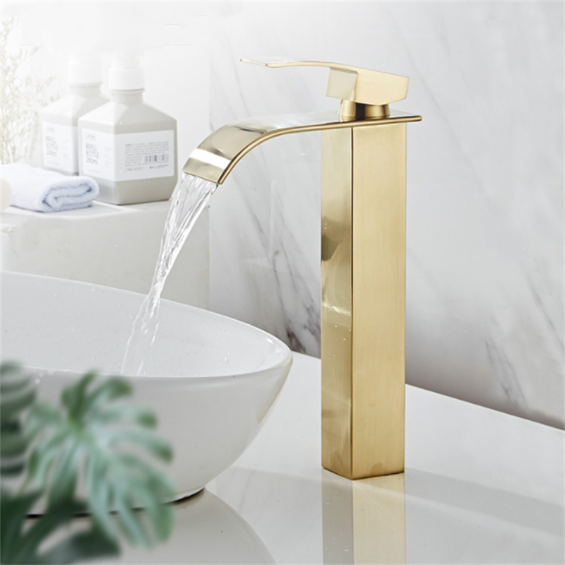 Vòi Nước Nóng Lạnh Bằng Đồng Thau Màu Vàng Sang Trọng Cho Nhà Bếp / Phòng Tắm