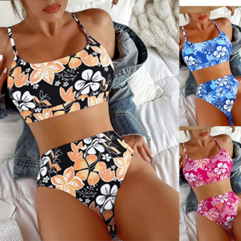 Bộ bikini Hai Mảnh Lưng Cao Gợi Cảm Bằng Vải Chất Lượng Cao Hàng Mới