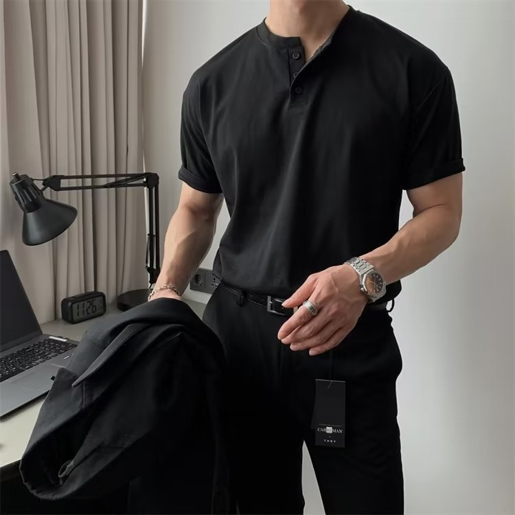 Áo Thun polo Hai Màu Tay Ngắn Phong Cách Retro Mỹ Cho Nam Giới Có Size M-3XL