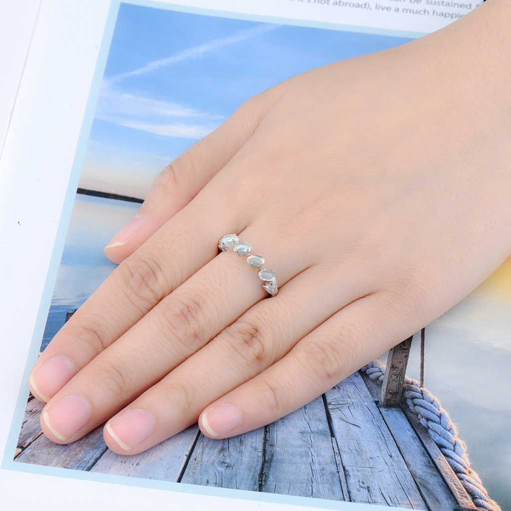Nhẫn Bạc 925 Đính Đá Opal Tự Nhiên 1 Carats Thời Trang Cho Nữ