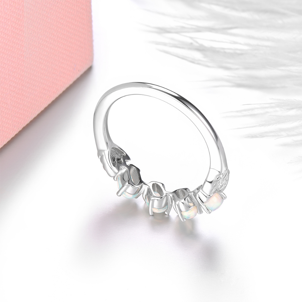 Nhẫn Bạc 925 Đính Đá Opal Tự Nhiên 1 Carats Thời Trang Cho Nữ
