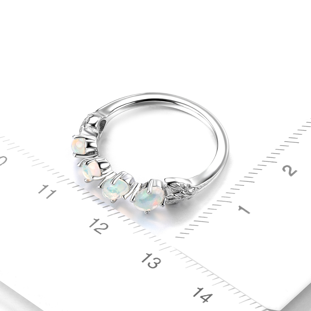 Nhẫn Bạc 925 Đính Đá Opal Tự Nhiên 1 Carats Thời Trang Cho Nữ