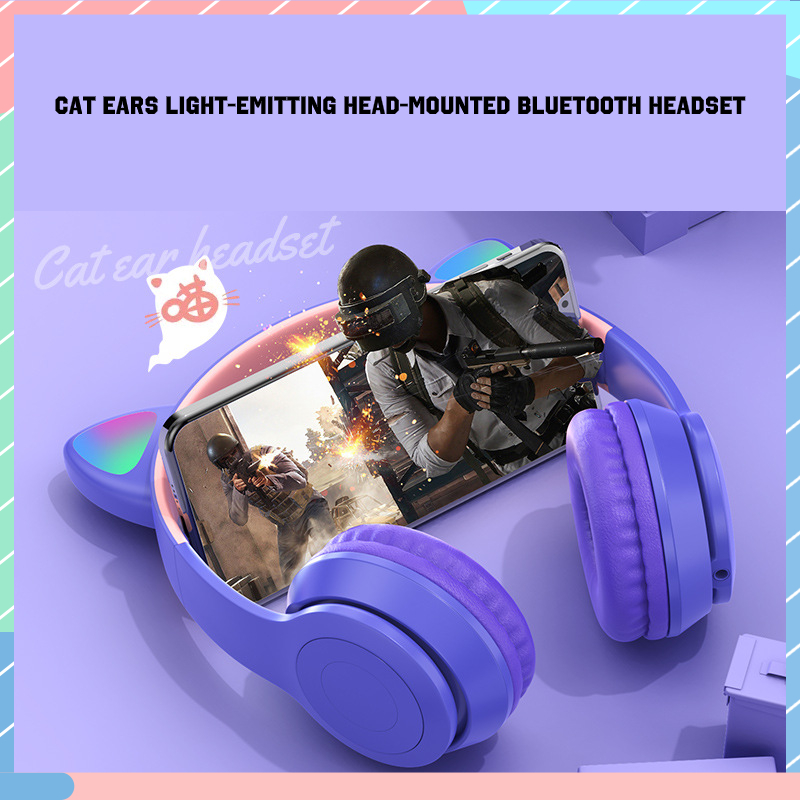 Tai Nghe Bluetooth Hình Tai Mèo Cho IOS / Android / PC