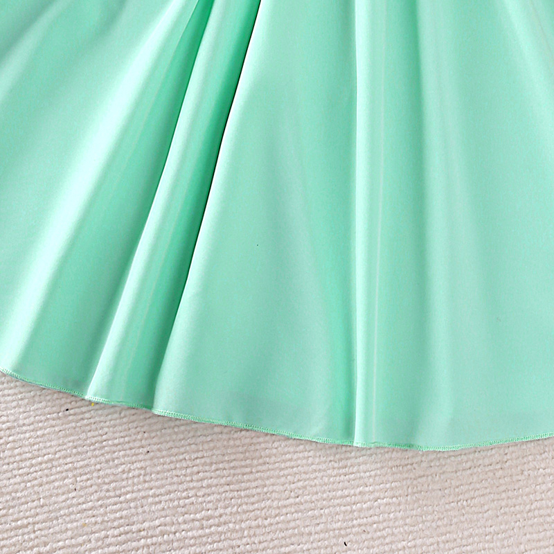 Đầm Trễ Vai Nhún Bèo Màu Xanh Bạc Hà Thời Trang Mùa Hè Xinh Xắn Cho Bé Gái 9-12 Tuổi