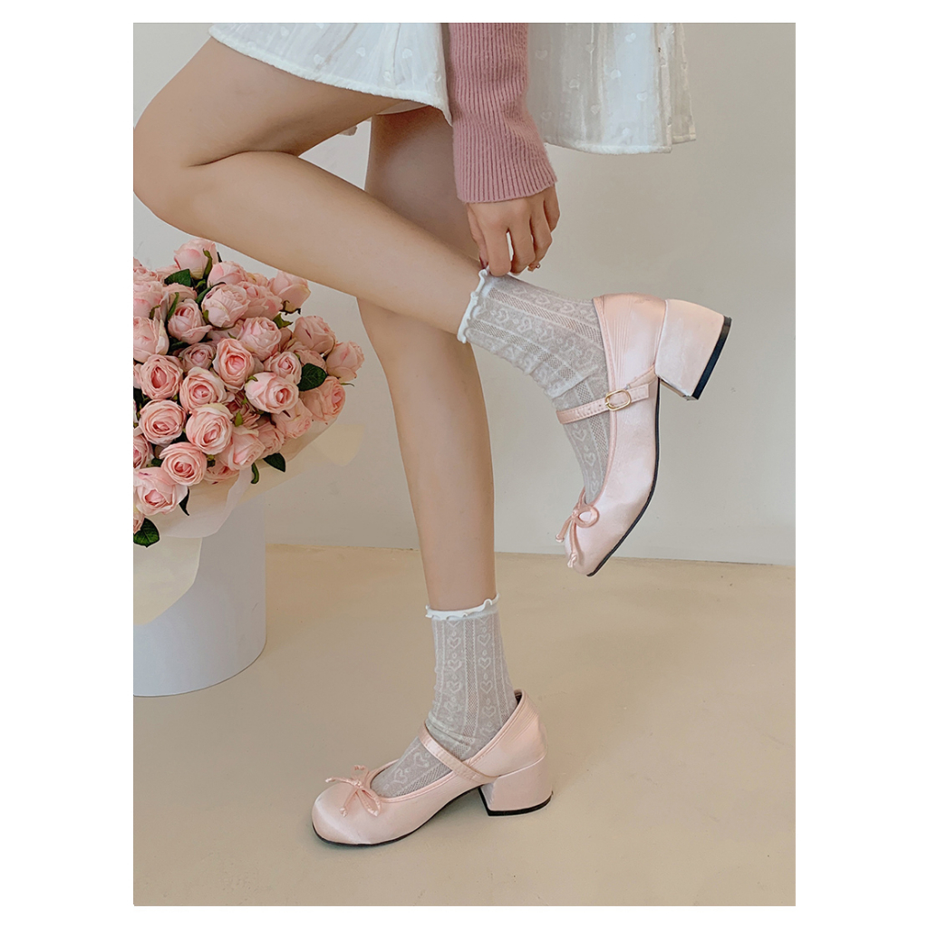 Màu hồng thời trang đa năng miệng nông dày gót ba lê giày đơn nữ mới Pháp Mary Jane giày nữ giày da nhỏ đầu tròn dễ thương