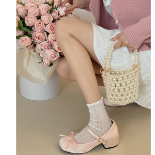Màu hồng thời trang đa năng miệng nông dày gót ba lê giày đơn nữ mới Pháp Mary Jane giày nữ giày da nhỏ đầu tròn dễ thương
