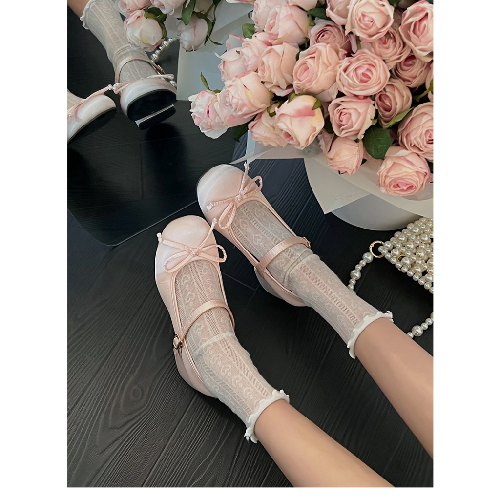 Màu hồng thời trang đa năng miệng nông dày gót ba lê giày đơn nữ mới Pháp Mary Jane giày nữ giày da nhỏ đầu tròn dễ thương