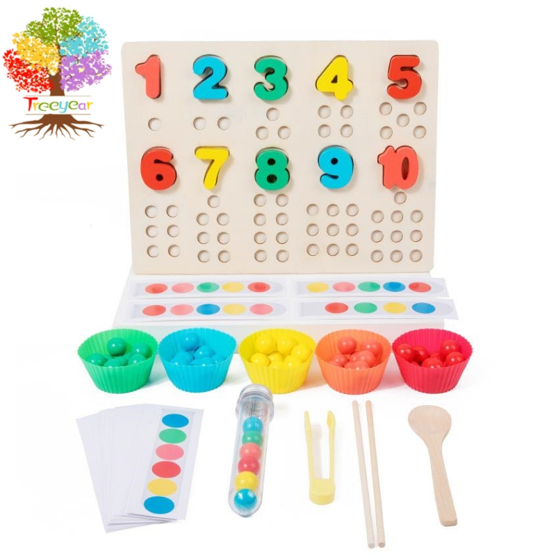 Treeyear Bộ Đồ Chơi Học Toán Bằng Gỗ Theo Phương Pháp Montessori - Nhiều Màu Sắc Phù Hợp Với Học Đếm Cho Bé 3 Tuổi