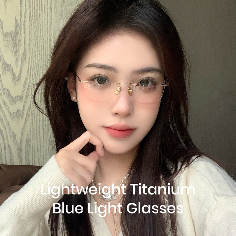 Kính Mát Gọng Hẹp Không Gọng Titan Thay Đổi Màu Sắc Đơn Giản Nhẹ Nhàng Chống Tia Uv400 8124 Thời Trang Cho Nam Và Nữ