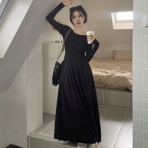 Đầm COZOKC dài tay chiết eo thời trang cho nữ