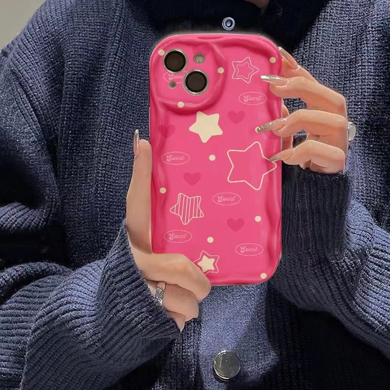 Ốp Điện Thoại Họa Tiết Trái Tim Màu Hồng Đơn Giản Chống Rơi Cho iPhone 7plus 11 12 8plus 13 14 xr xsmax 11Pro 14plus 13Promax xs